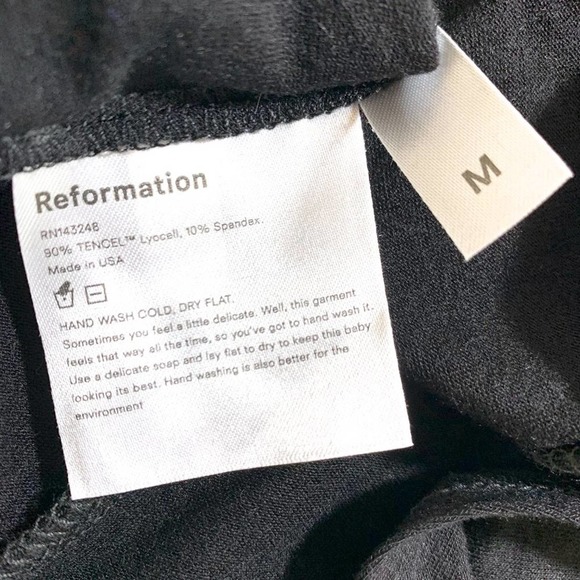 Reformation NEW Calabra Black Wrap Jersey Tencel Tie Midi Dress Black Medium - Picture 7 of 10